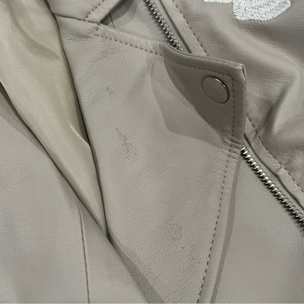 INC International Concepts Beige Floral Faux Leather Jacket - Picture 4 of 15